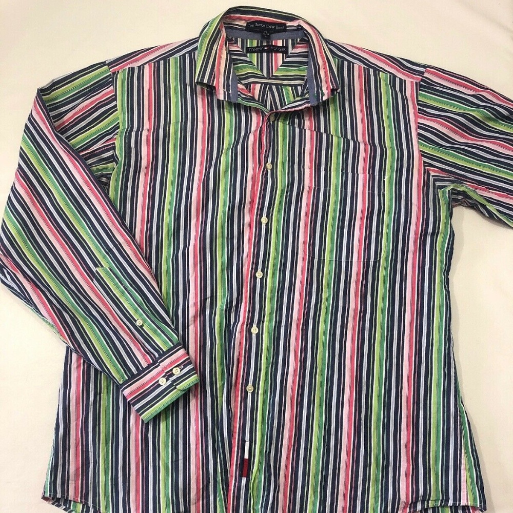 Tommy Hilfiger Striped Button Down Shirt Size L